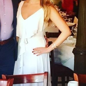 White Max Azria BCBG midi ruffle dress